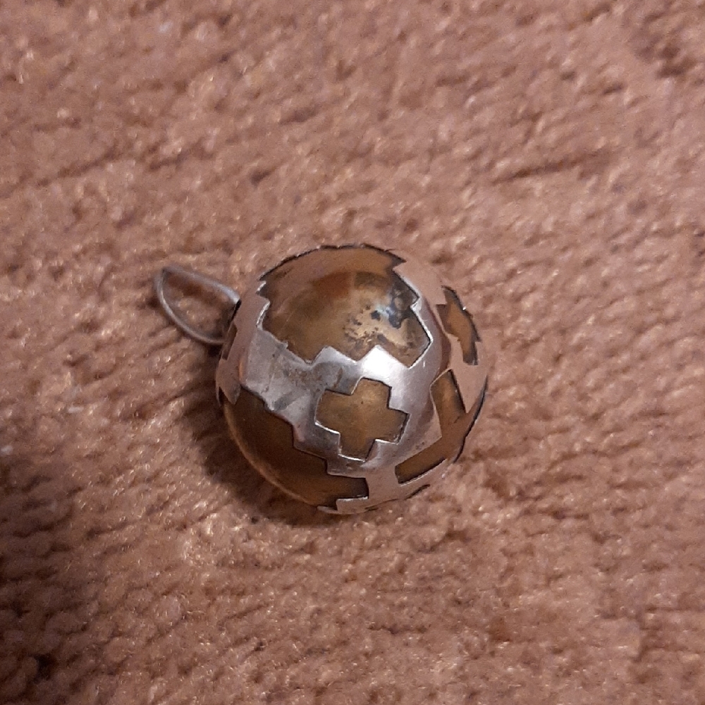 Silver and Brass Geometric Pendant